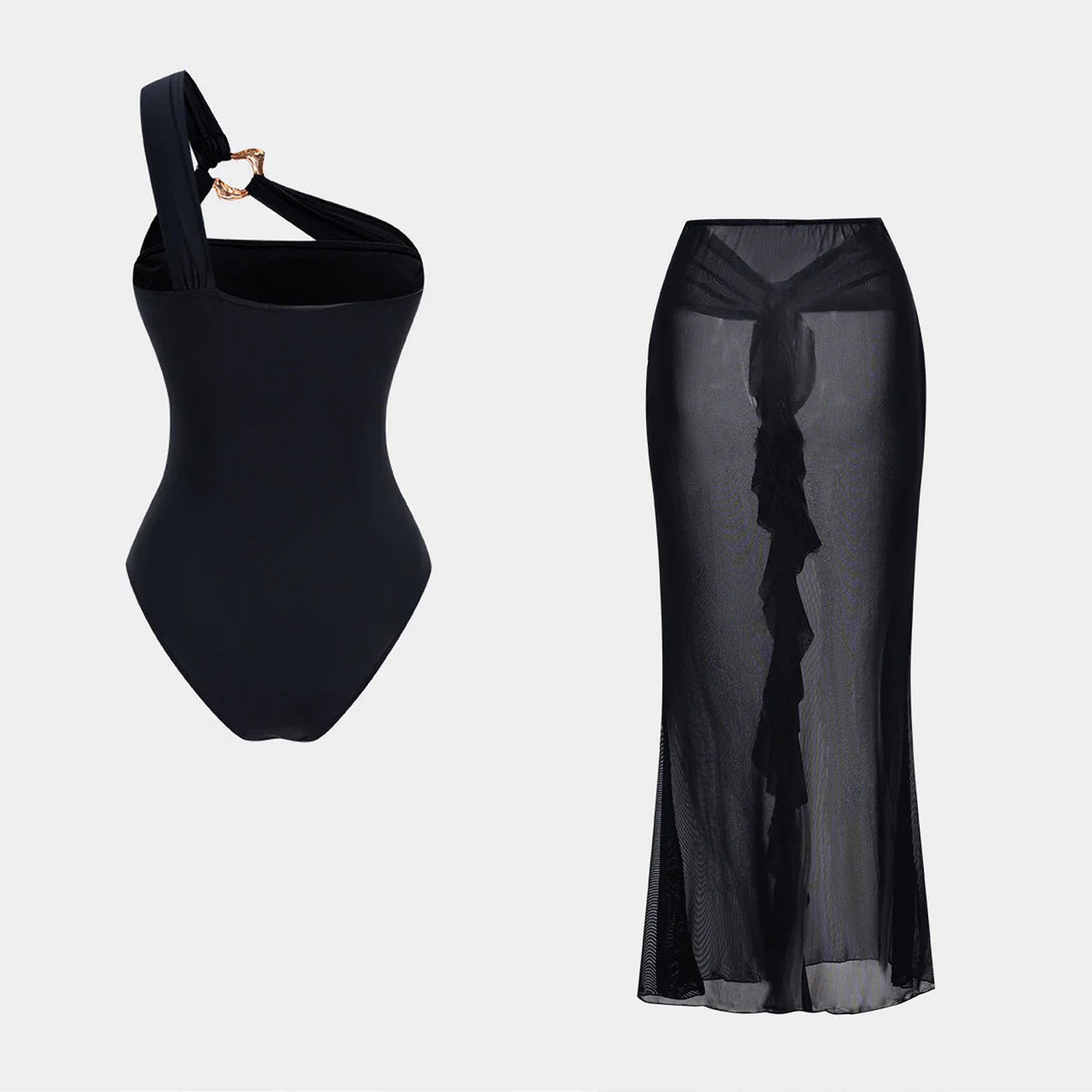 Midnight Luxe Swimsuit Set - Black