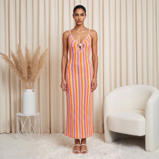 Resort Knit Pink Cover-Up Dress front view