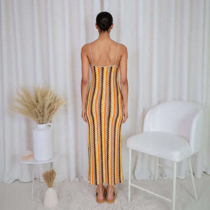 Resort Knit Brown Cover-Up Dress back view