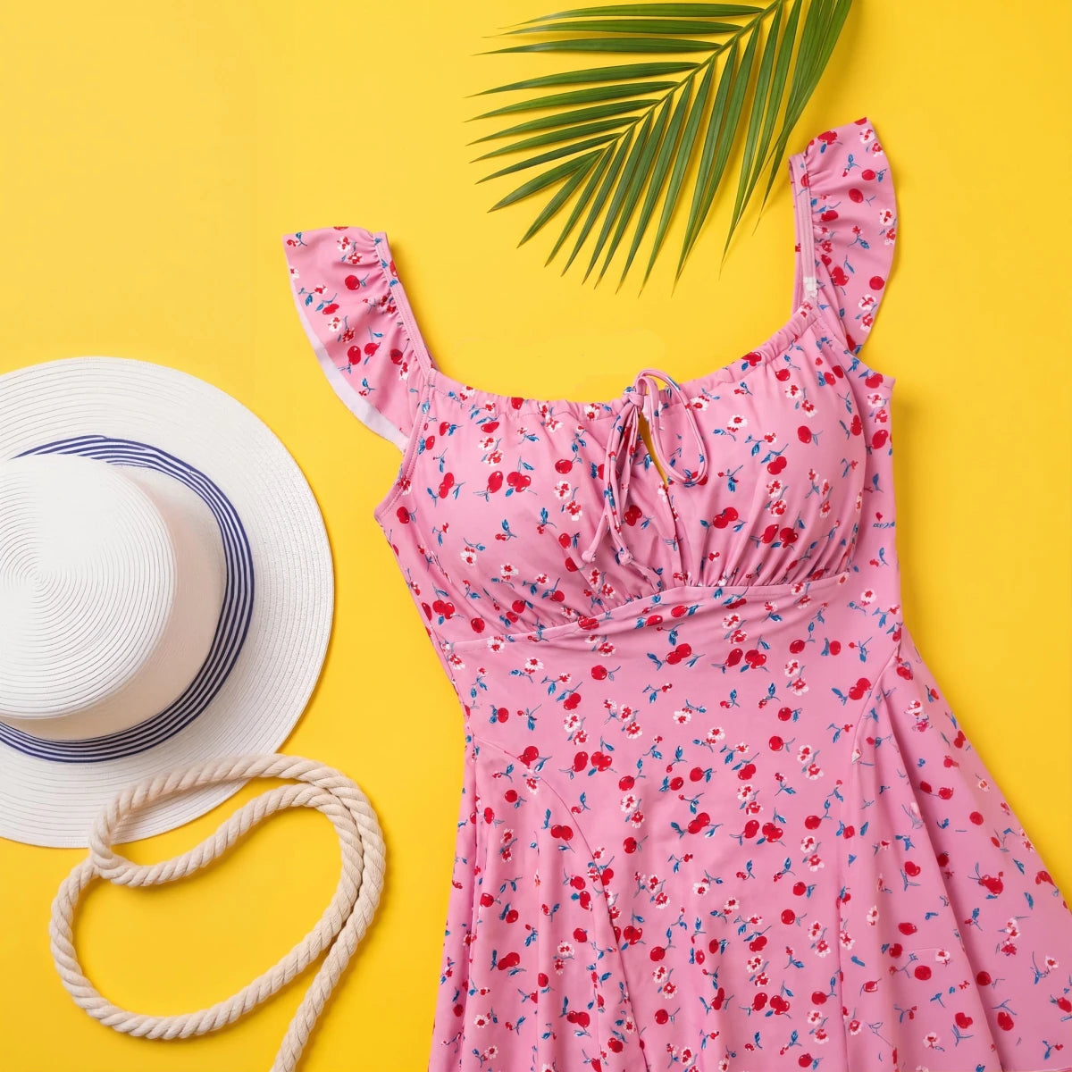 Blossom Pink Swimdress floral print detail