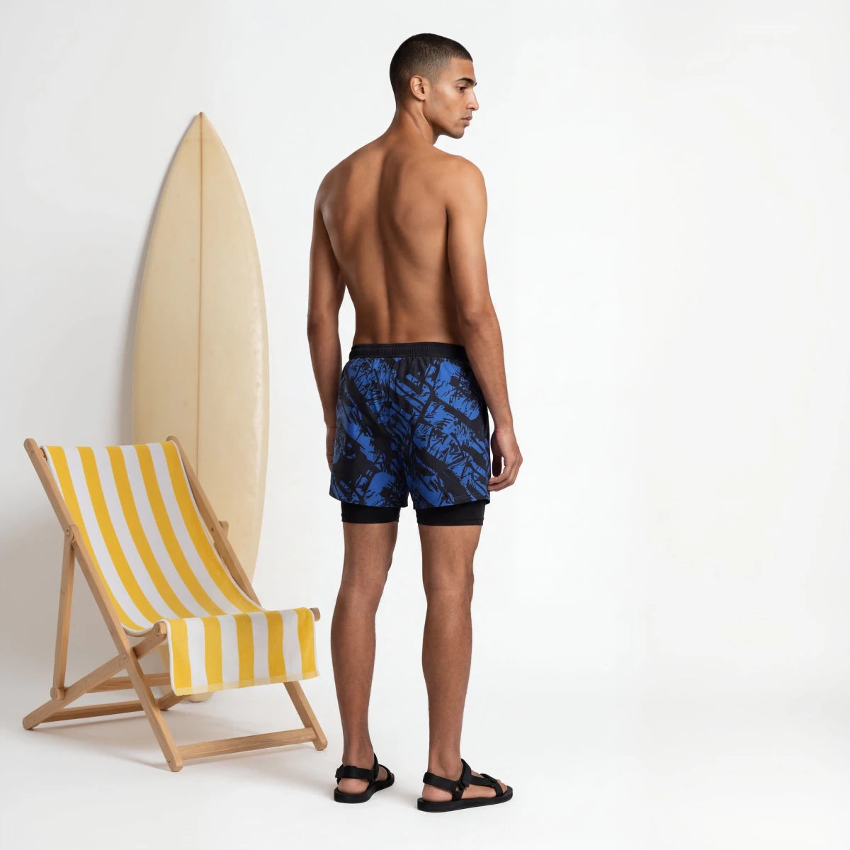 Coastal Wave Blue Swim Shorts back view