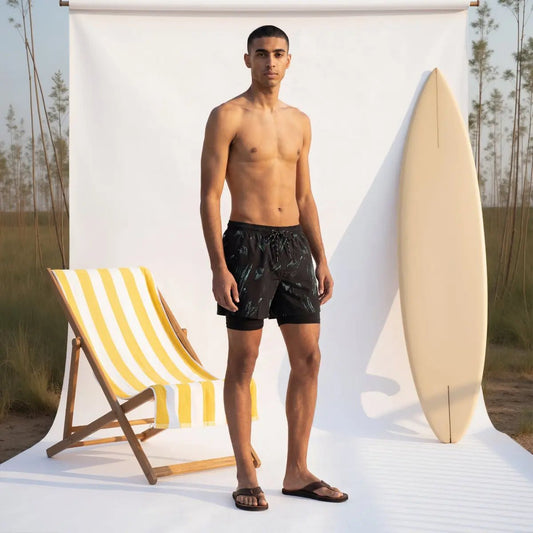 Coastal Wave Green Swim Shorts - DQD Clothing