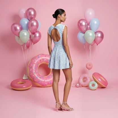 Daisy Bloom Blue Swimdress side view
