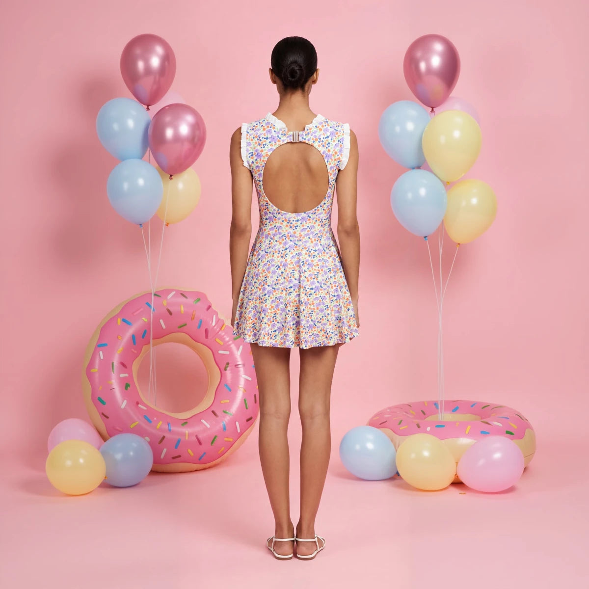 Daisy Bloom Multicolor Swimdress back view
