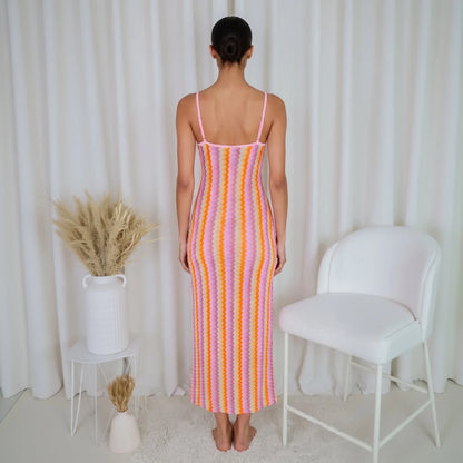 Resort Knit Pink Cover-Up Dress back view