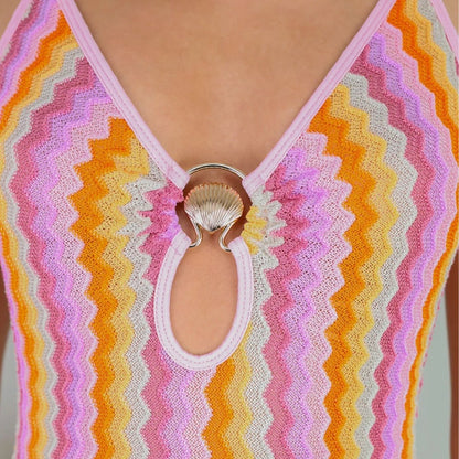 Resort Knit Pink Cover-Up Dress striped knit detail
