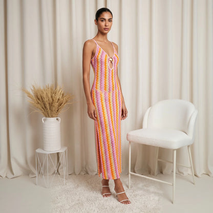 Resort Knit Pink Cover-Up Dress side view