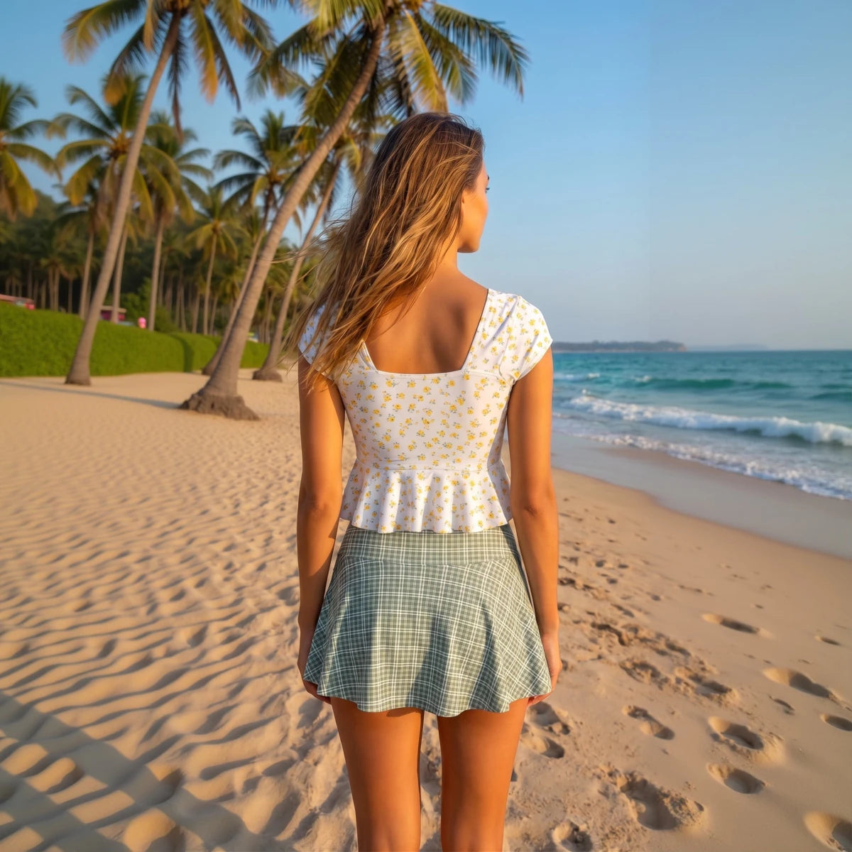 Sunny Meadow Green Swim Set back view