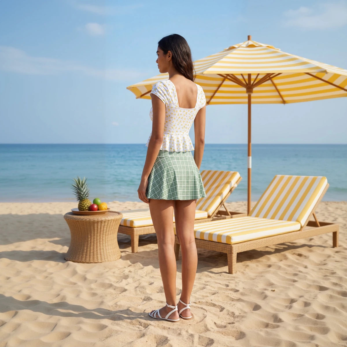 Sunny Meadow Green Swim Set styled by the beach