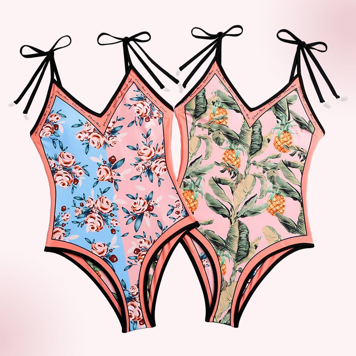 Tropical Pink Reversible Swimsuit reversible design view