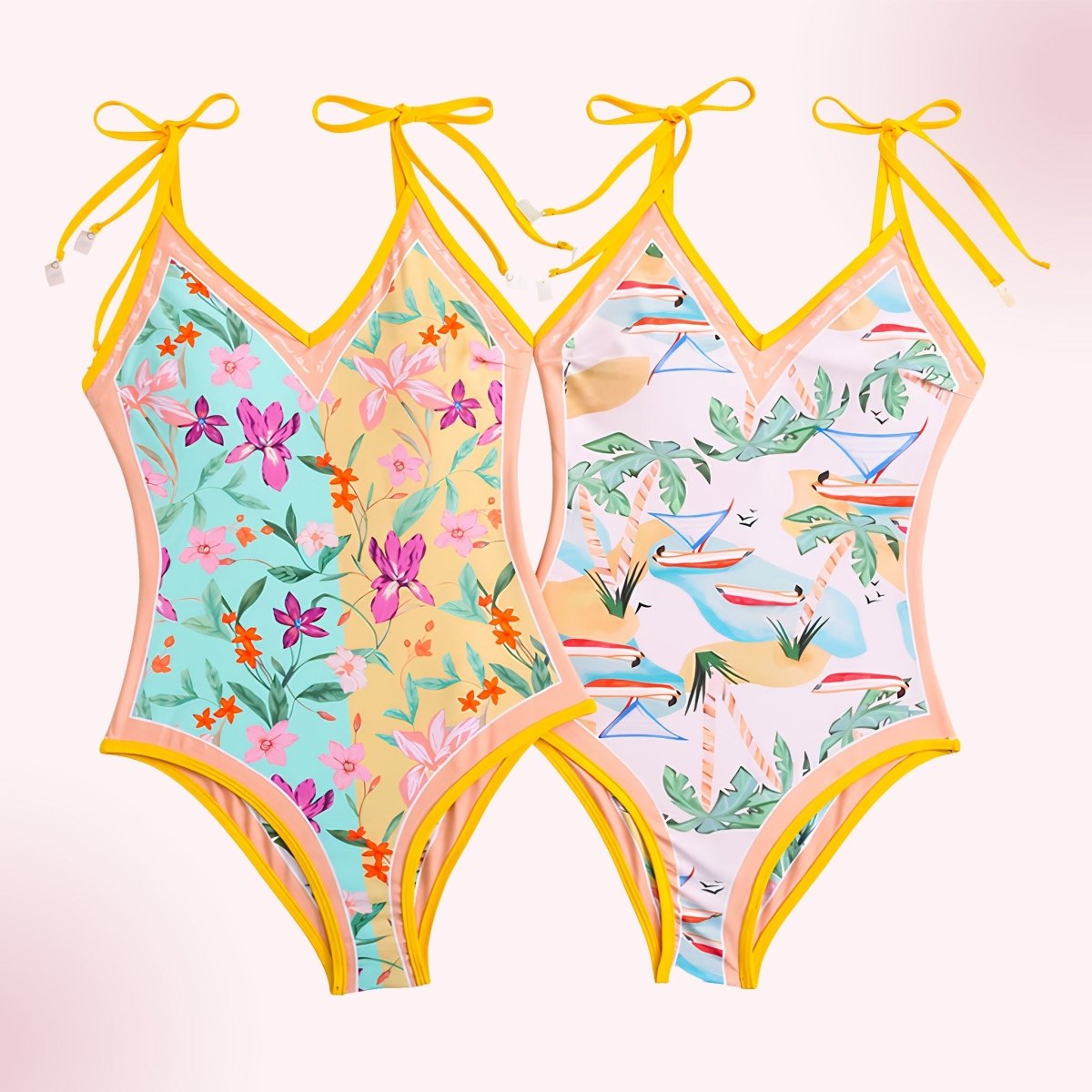 Tropical Yellow Reversible Swimsuit reversible design view